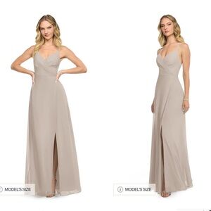 AZAZIE DAVIS
Silver grey A-Line V-Neck Chiffon bridesmaids full length Dress